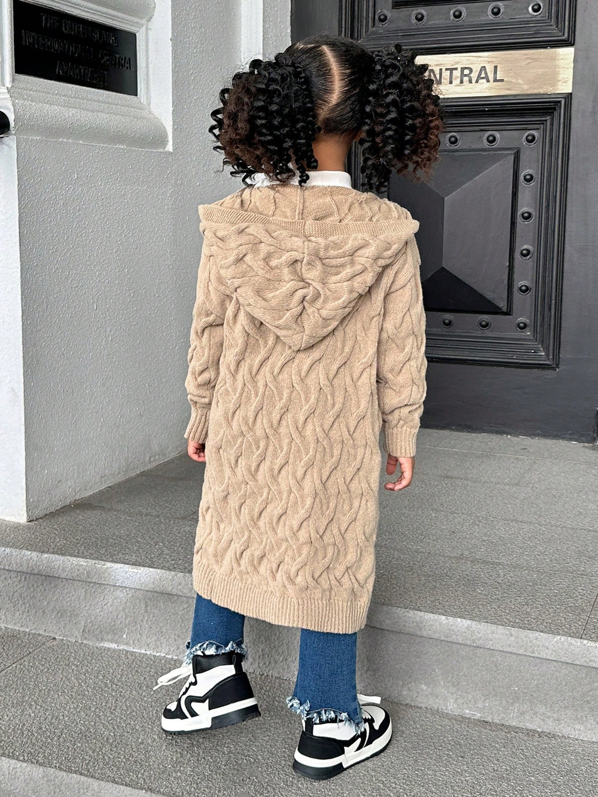 Young Girl Hooded Loose Casual Long Cardigan Sweater,In Fall/Winter