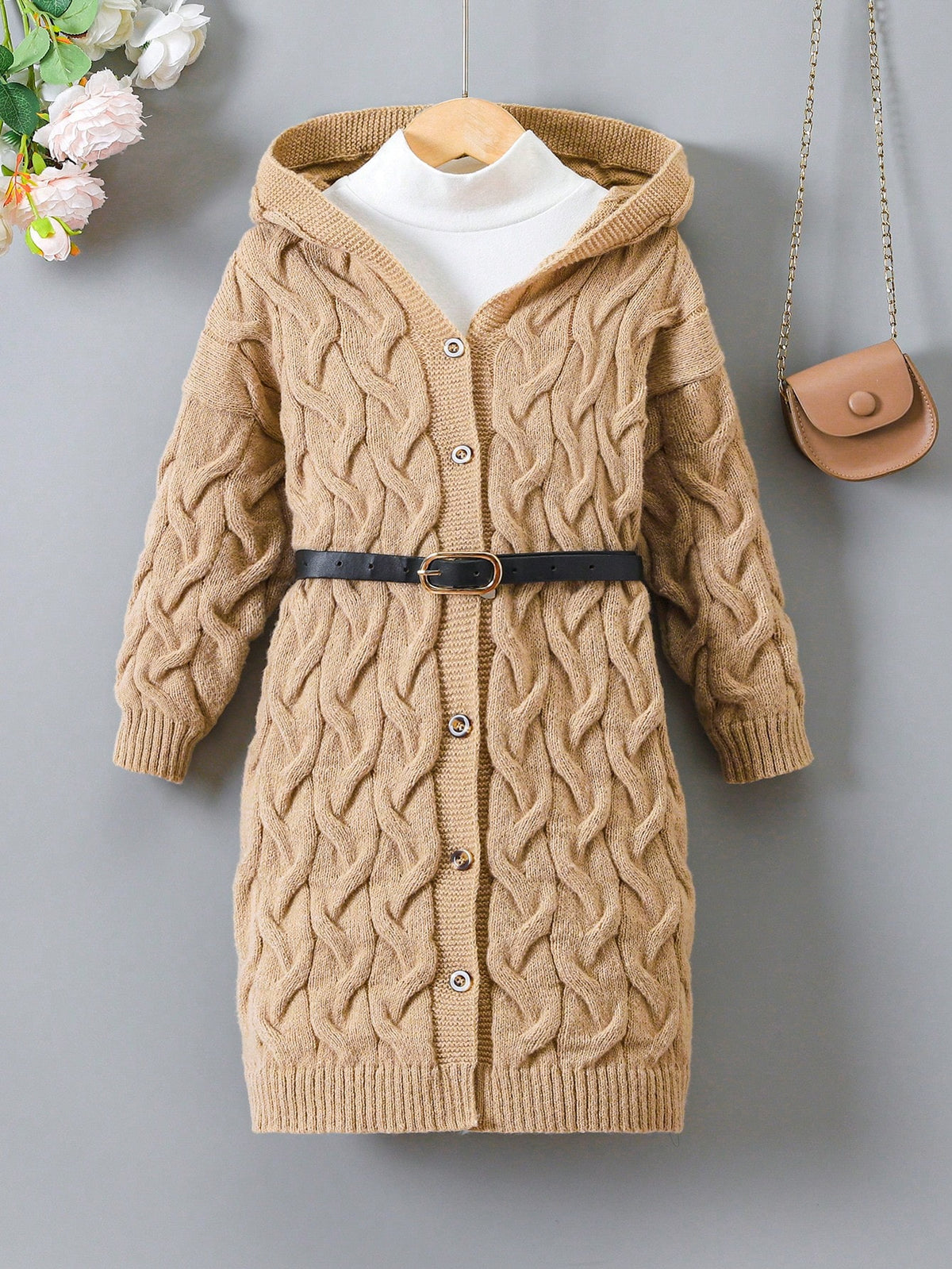 Young Girl Hooded Loose Casual Long Cardigan Sweater,In Fall/Winter