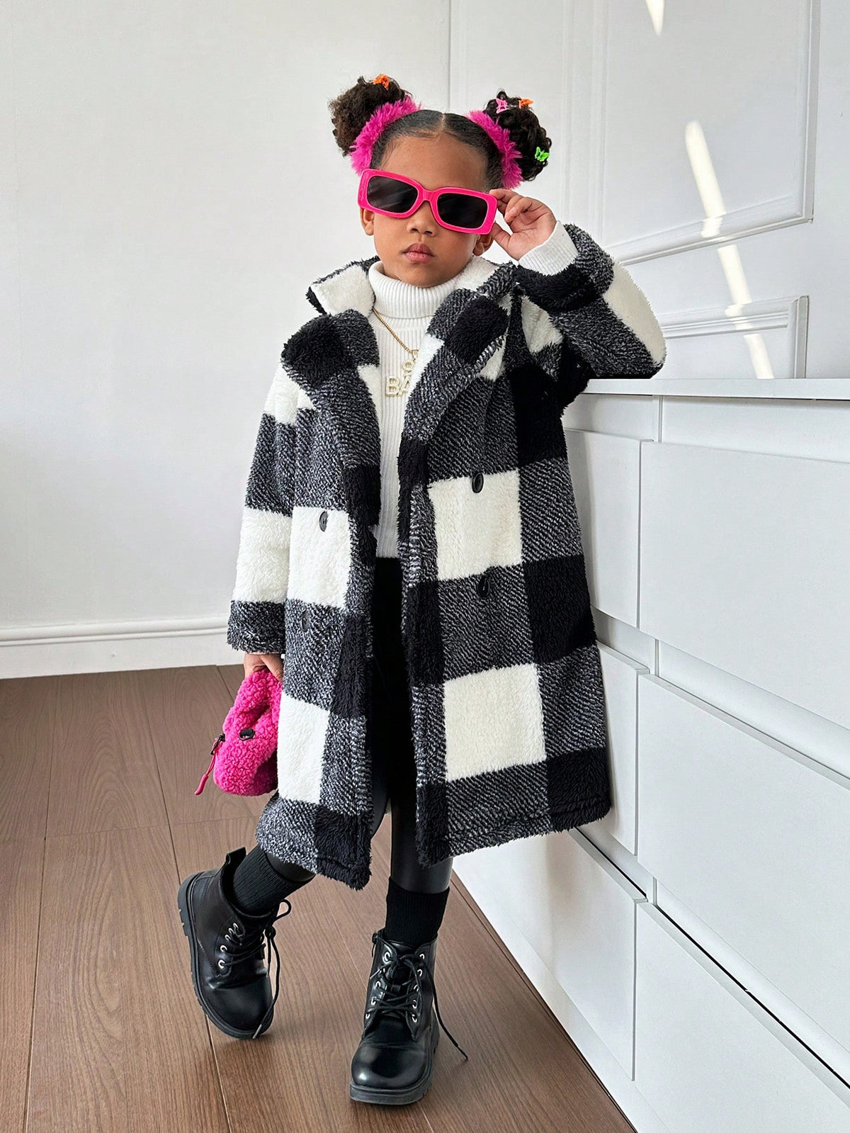 Young Girl Knitted Fluffy Collar Casual Jacket Long Coats Kids Grey Sherpa Coat Girls Teddy Coat Girls Shaggy Coat Girls Fleece Coat Fall Coat Winter