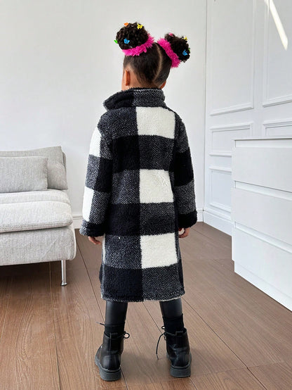 Young Girl Knitted Fluffy Collar Casual Jacket Long Coats Kids Grey Sherpa Coat Girls Teddy Coat Girls Shaggy Coat Girls Fleece Coat Fall Coat Winter