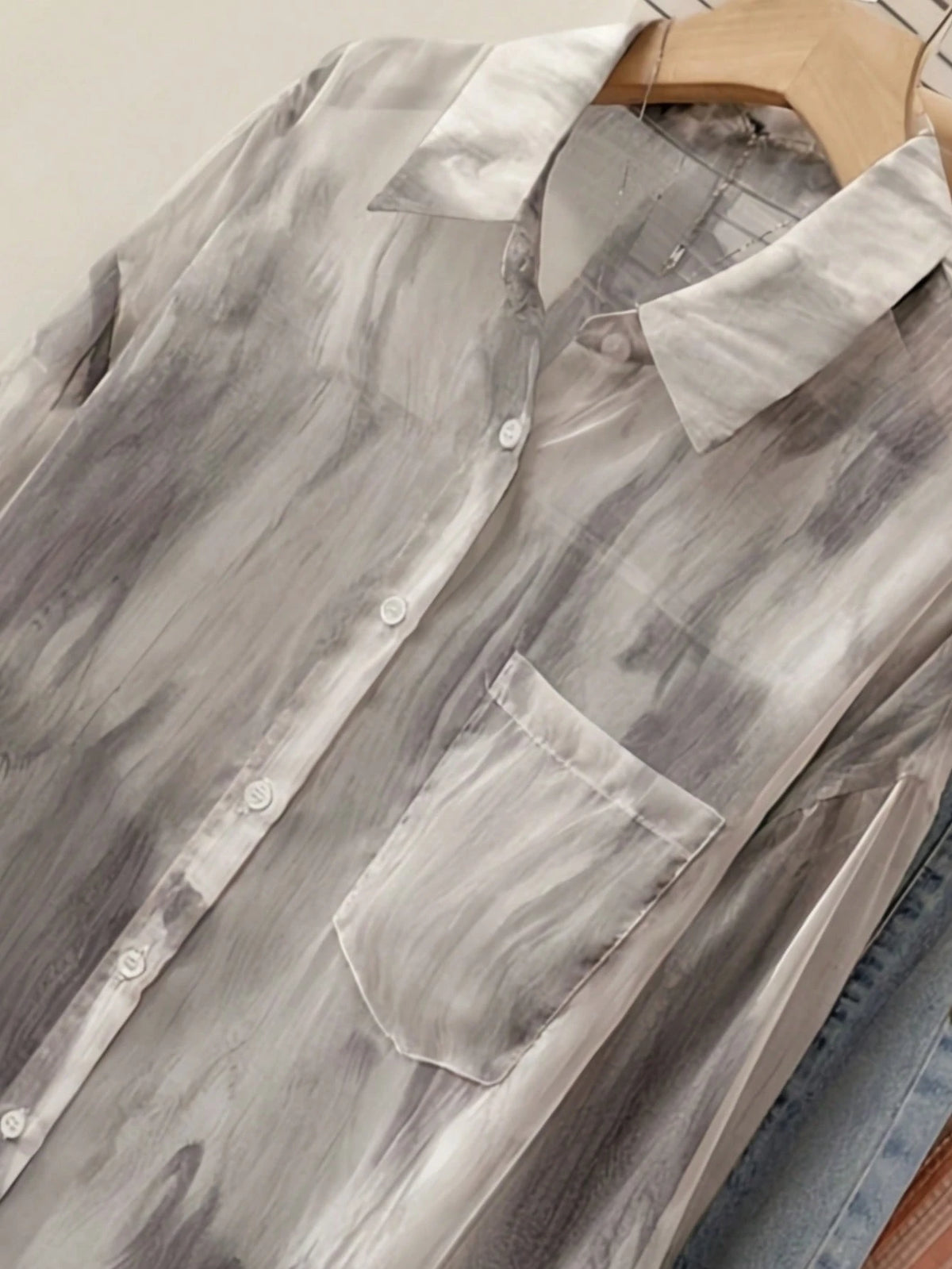 YUXIN Women's Sweet Tie-Dye Lightweight Sheer Blouse, Loose Breathable Long Sleeve Top, Suitable For Casual Outings And Vacations, Spring/Summer