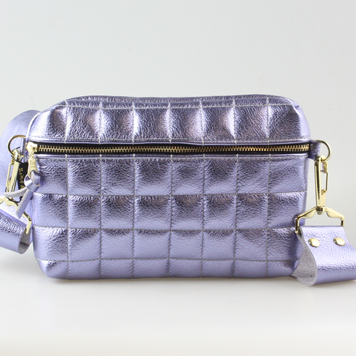 Zina Kao - The Metallic QUILTED  Boulder Hipbag - Hyacinth / Matching Leather Strap