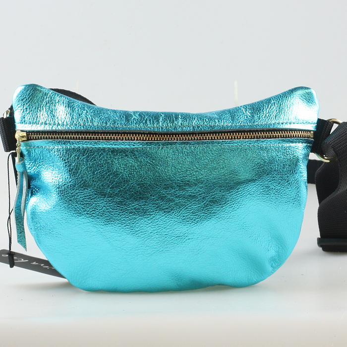 Zina Kao - The Metallic Ruston Hipbag - Aqua w/ Matching Strap